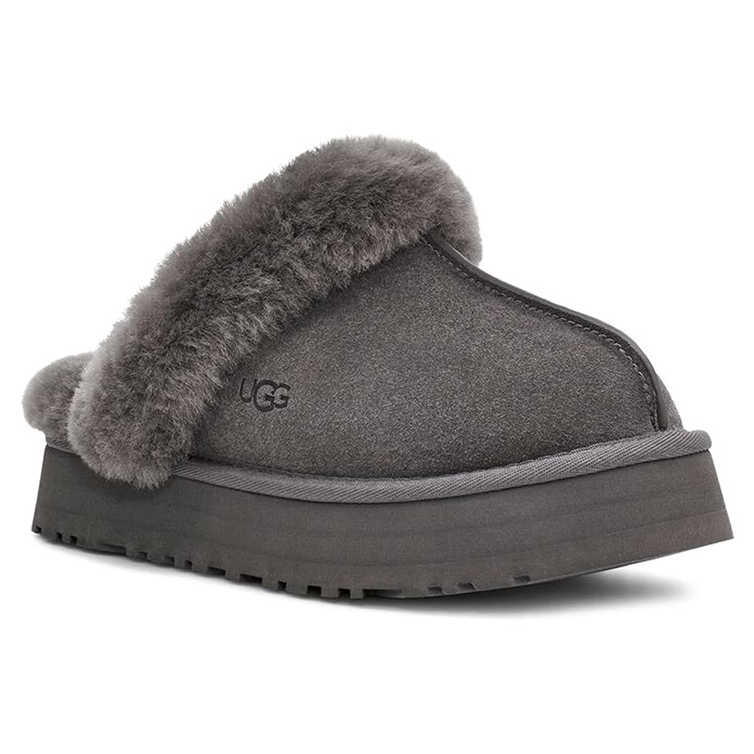 

UGG Disquette Size US7 Platform Shearling US Size 7 Women s Slipper, Charcoal, (24.0cm), Slippers, 1122550, (24.0cm) [Used]