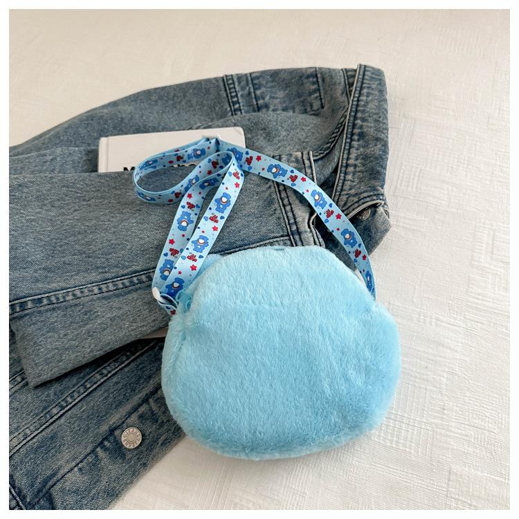 Cartoon Plush Bear Crossbody Travel Casual Shoulder Phone Purse Bag Portable Zipper Pouch
