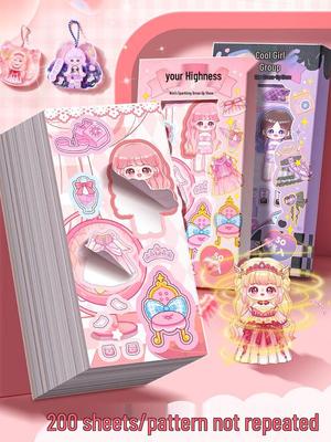 Prinzessin Anzieh-Sticker-Set für Mädchen - Niedliche Cartoon-Themen-Sticker