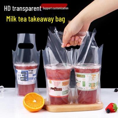 Hand-beaten Lemon Milk Tea Takeaway Bag with Disposable Cup Holder