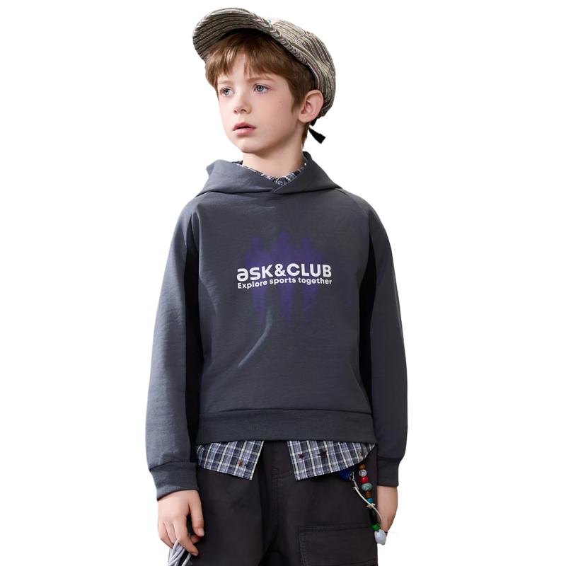 ASK JUNIOR Kids  Hooded Raglan Sweatshirt 140