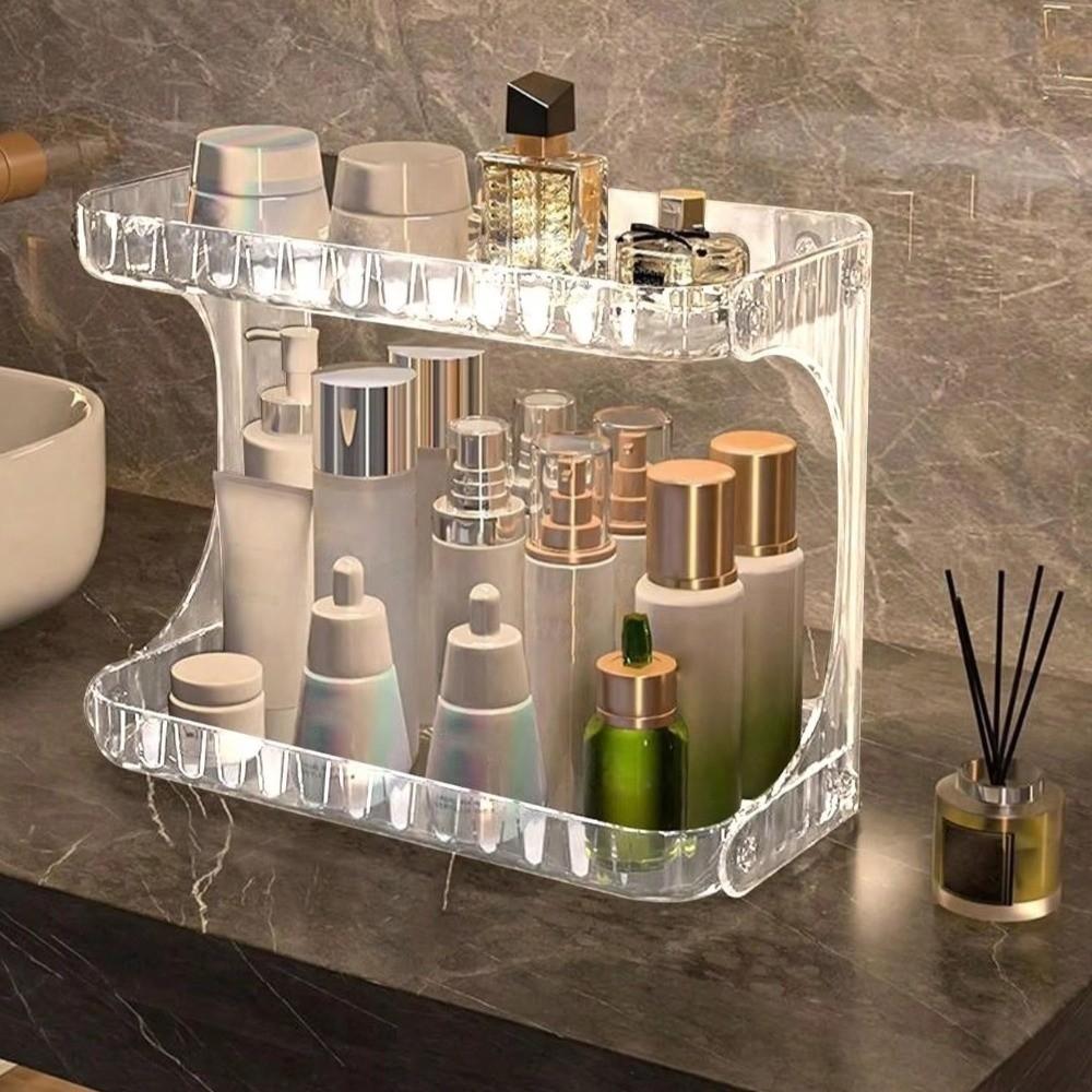 Double Layer Bathroom Organizer Large Capacity Kitchen Storage Box Home Organization