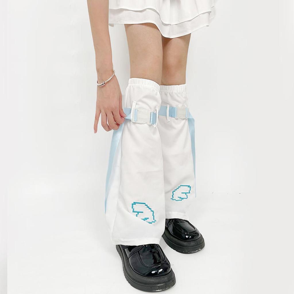Angelic Circle Leg Warmers Subculture Leg Covers Landmine Style Style Harajuku Style Y2K Light Blue Circle Loose Socks Sickly Cute Belted Feather