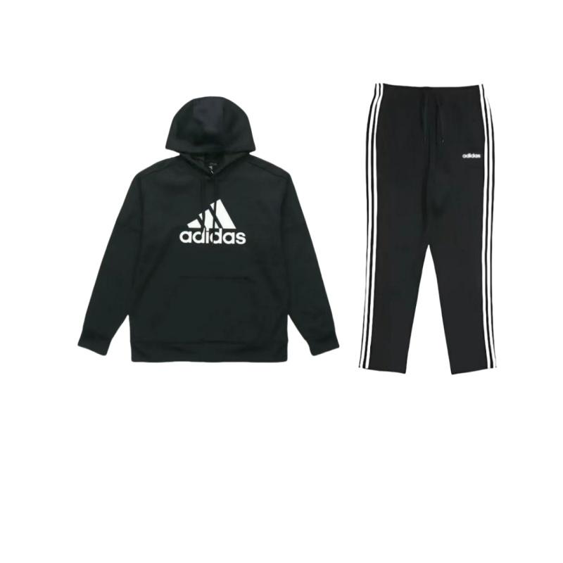 

Adidas Logo Print Hooded Pullover American Vintage Sweatshirt And Pants Casual Sports Set Unisex Sweatshirt And Pants Black DU0456+DH9018 S