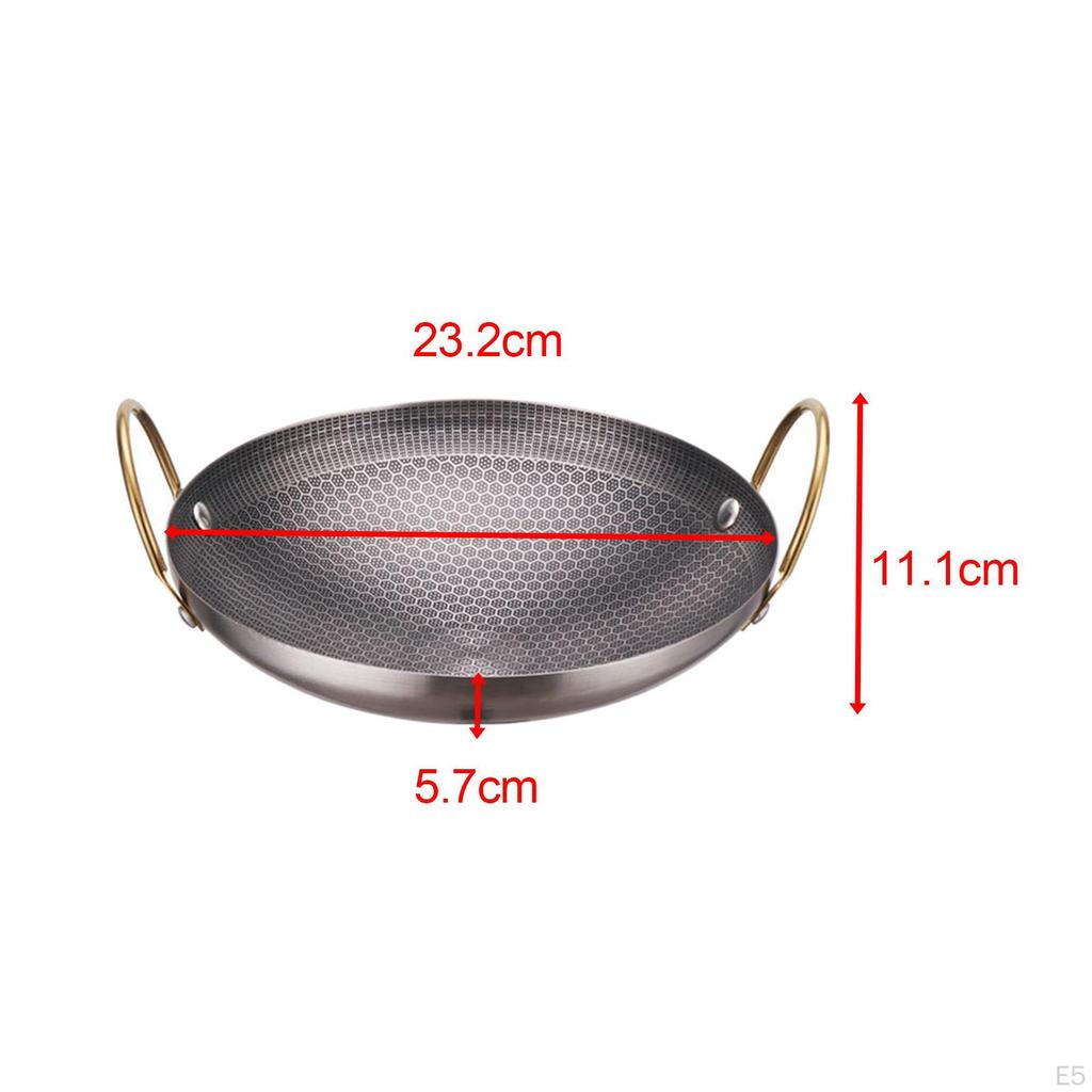 Padella wok in acciaio inossidabile resistente con doppia maniglia, utensili da cucina per friggere tutti i giorni