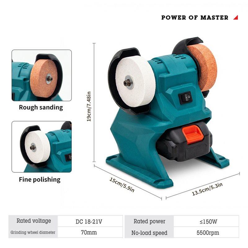 A25F-Dual Wheel 5500RPM Cordless Bench Grinder Metal Stone Polishing Tool For 21V Battery Power EU EU Plug