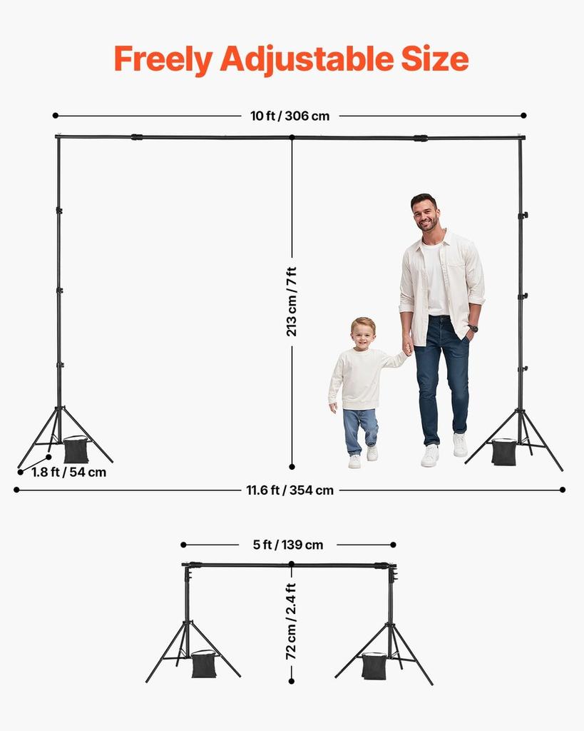 Backdrop Stand Background Stand Kit 7 X 10 Ft for Party & Photo Studio