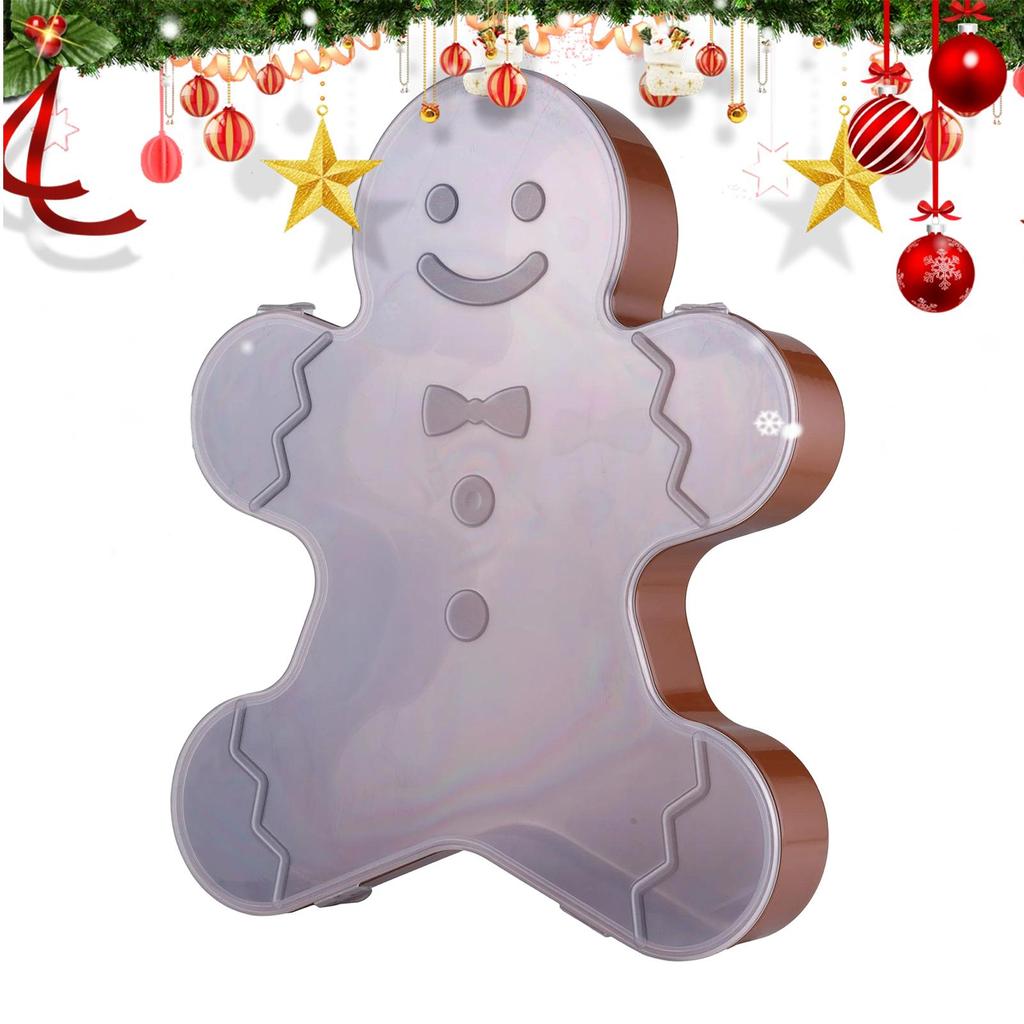 Christmas Serving Tray Christmas Cookie Box With Lid, Cute Holiday Gingerbread Man Snowflake Tree Storage Container For Snacks