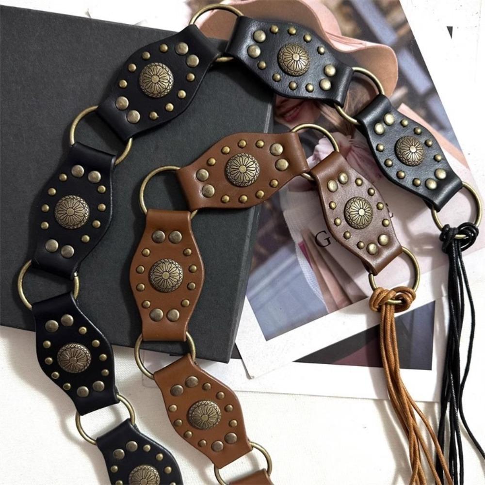 Gothic Steampunk Waist Belt Vintage Rivet Waistband Retro Waist Cinch Belt Female Jeans