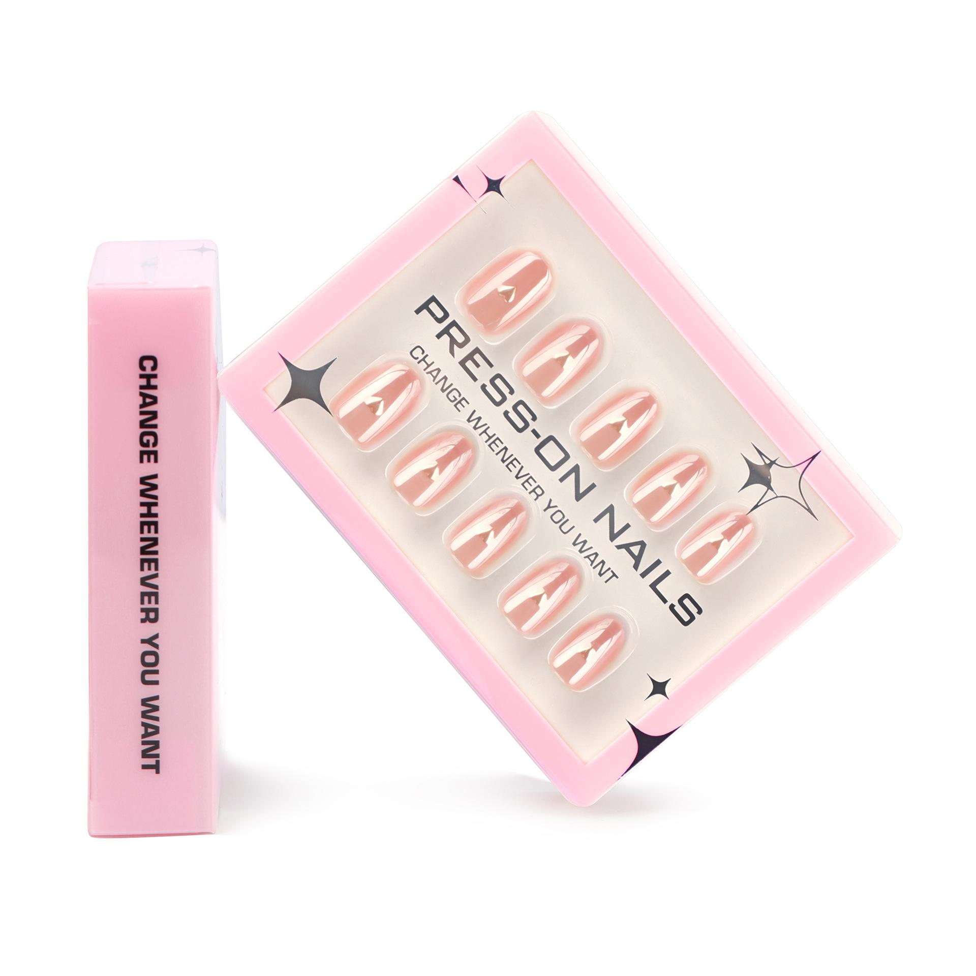 30 pieces of European and American hot-selling wearing nail pieces, finished gold love nail art, short almond nail fake nails