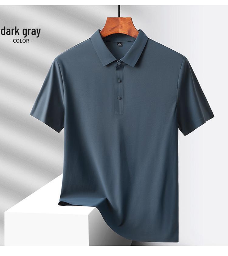 Custom Logo Quick-Dry Seamless Polo: Summer Ice Silk Cool Feel Lapel Short Sleeve Work Shirt