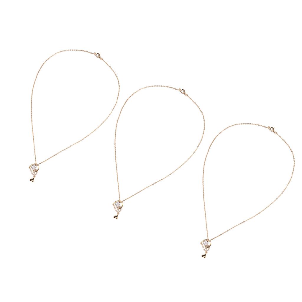 3 Pcs Clavicle Chain Exquisite Stylish Heart Pendant Copper Zircon Necklace for Dating Party