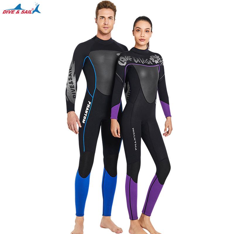 3MM Thick Full-Body Wetsuit: Warm Long Sleeve Diving, Snorkeling, Swimming, Surfing Suit.
