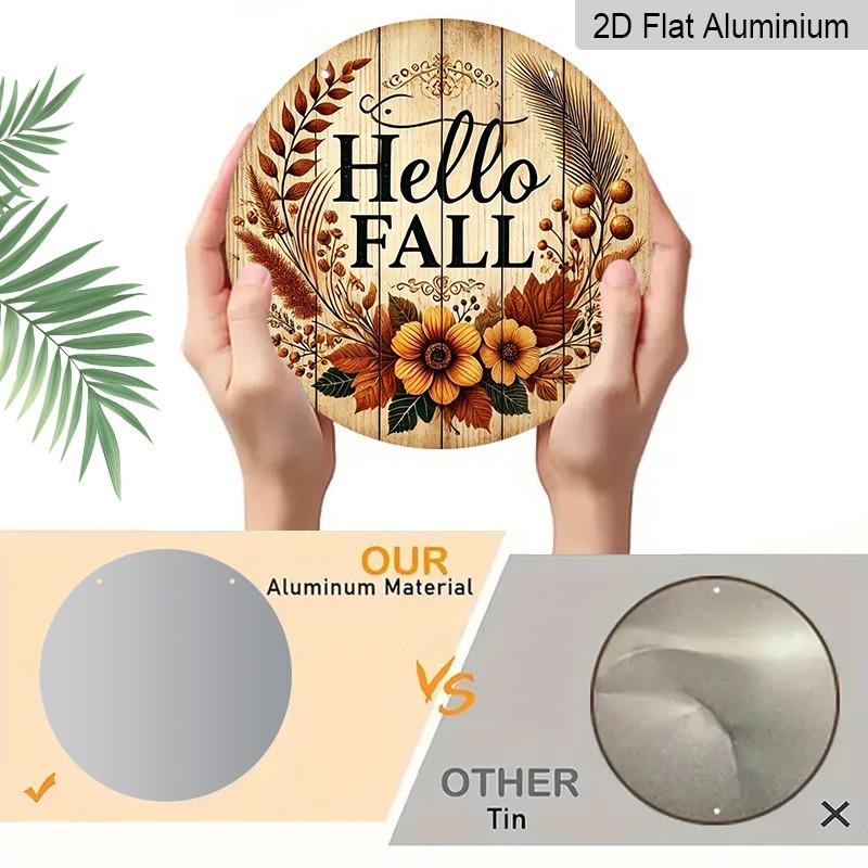 2D Flat Aluminum Decorative Plaques and Ornaments, Featuring A Retro Autumn Floral, Maple Leaf, and Wheat Ear Pattern for Wall Decoration. Suitable