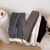 Girls' Velvet Slim-Fit Base Layer Pants with Lace - Versatile, Warm Outerwear for Autumn/Winter.
