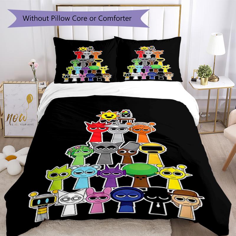 3pcs Sprunki Bedding Set Duvet Cover Closure Includes 1 Duvet Cover & 2 Pillowcases, Soft and Comfortable for All Seasons.