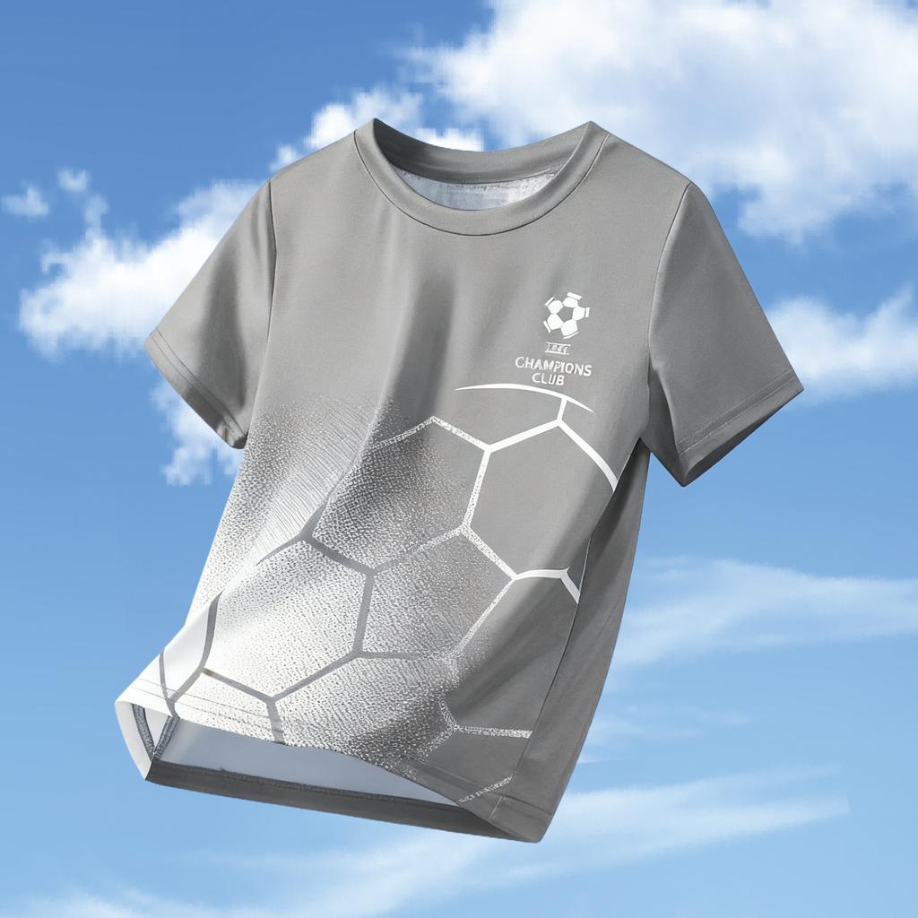 Maglietta a maniche corte da calcio per bambini, ragazzi e ragazze, età 2-14 anni, maglia da calcio da esterno ad asciugatura rapida, top casual per bambini.