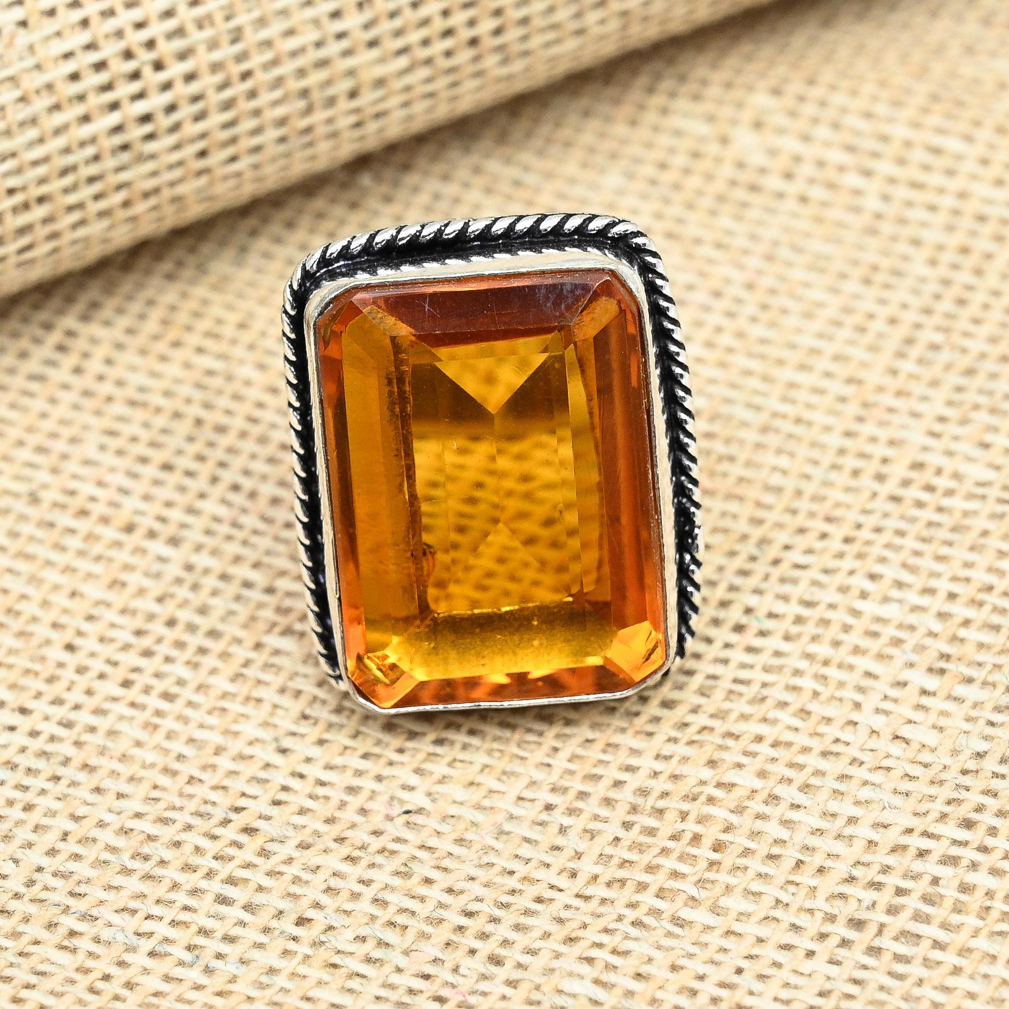 

Ювелирные изделия из драгоценного камня медового топаза, твердое кольцо из стерлингового серебра 925 пробы ручной работы для подарка 12 оранжевый