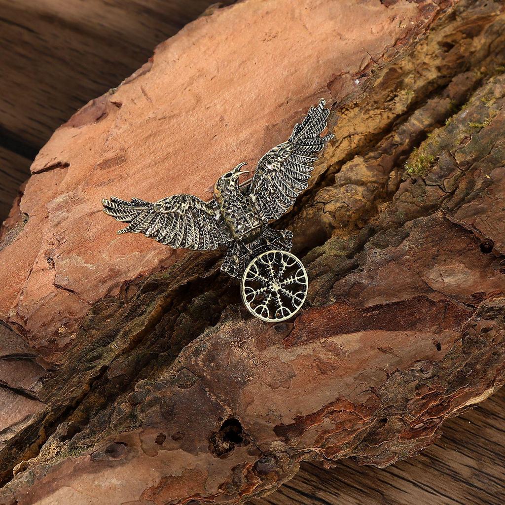 Viking Odin Rune Raven Brooch - Nordic Trench Coat Decoration Pin