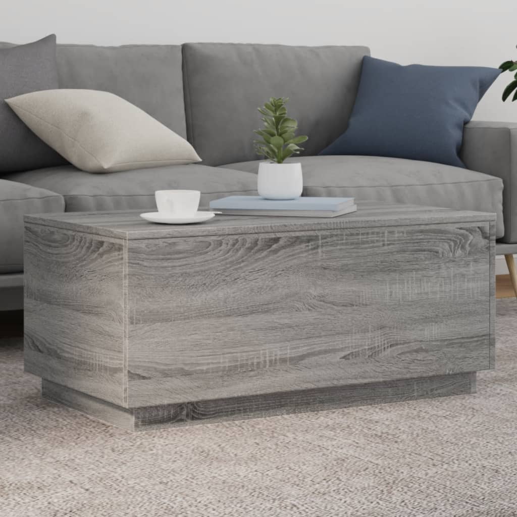 LED Coffee Table in Grey Sonoma 90 x 50 x 40 cm