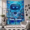 Wall Hanging Tapestry With Custom Name & Text, Astro Bot Decorative Tapestry For Bedroom