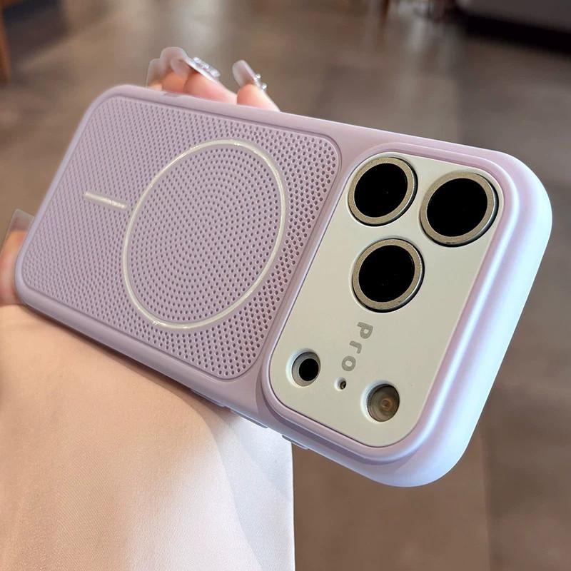 Applicable to iPhone17proMax mobile phone case contrasting color large window heat dissipation Apple 16 magnetic suction 15 all-inclusive  case