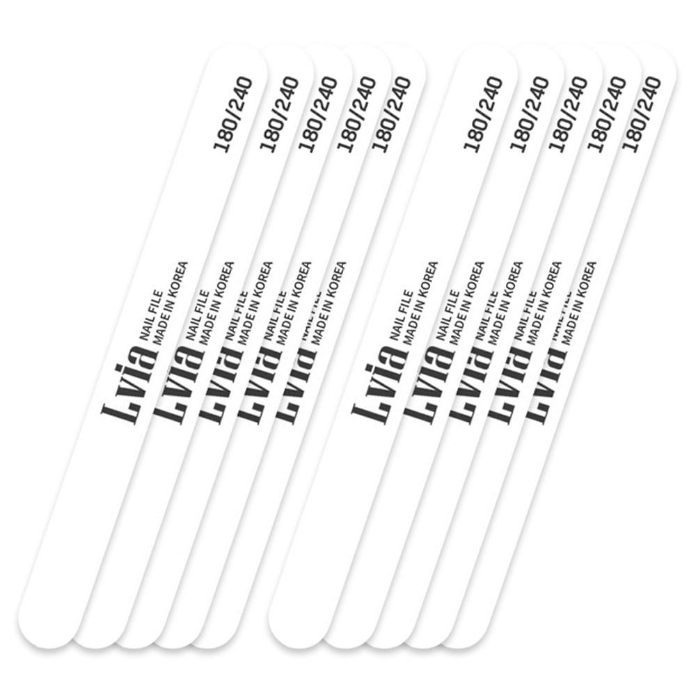 Elvia Nail Wood File 180/240 Grit 10 pcs White