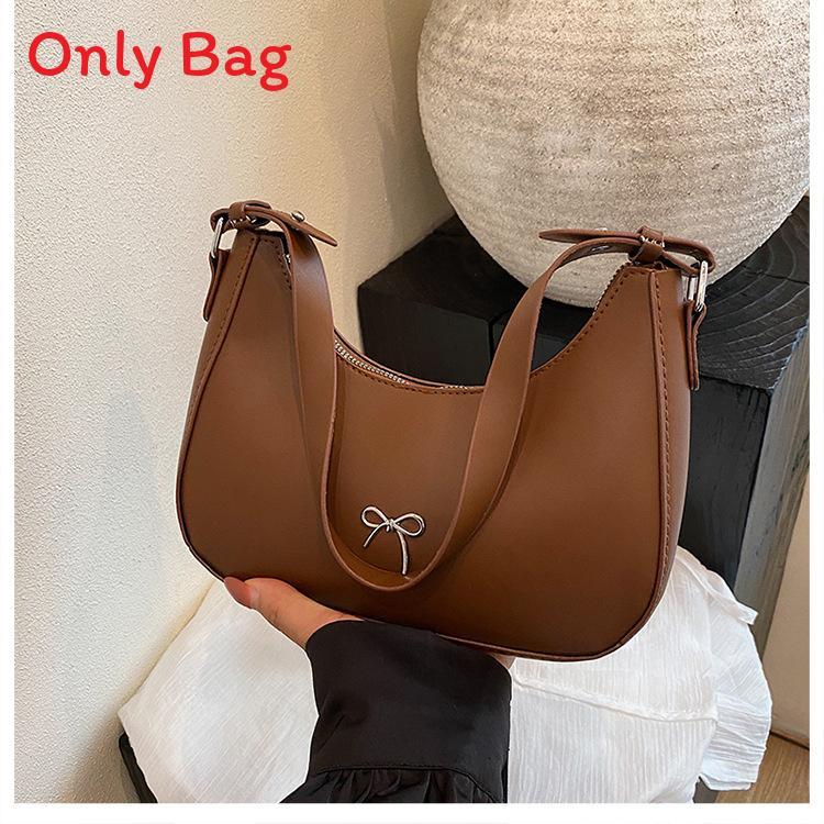 

French Chic Fashion Pu Leather Crossbody Bag With Bow Decor For Daily Use коричневий
