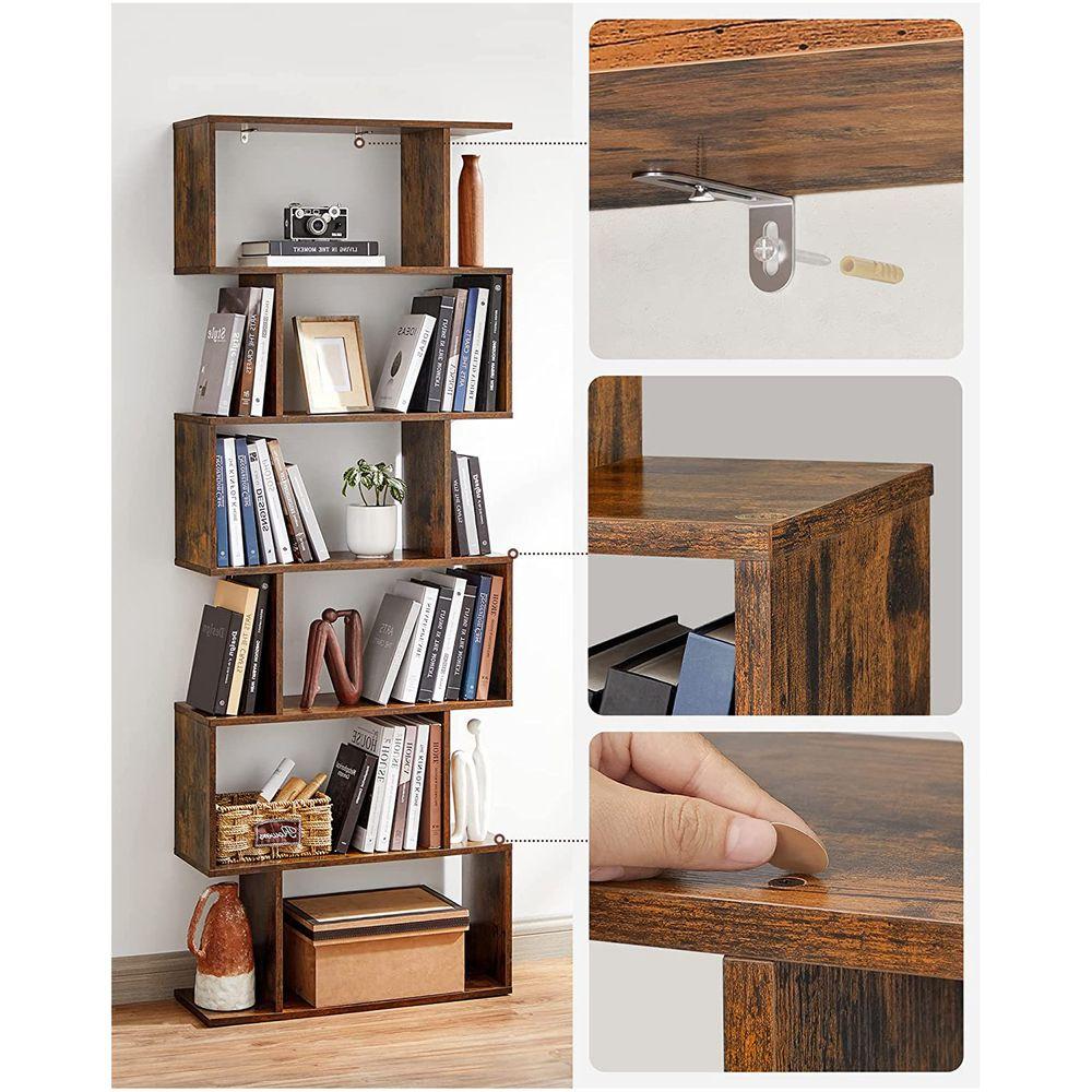 Freestanding bookcase 190.5cm Bookcase Standing shelf for presentation brown
