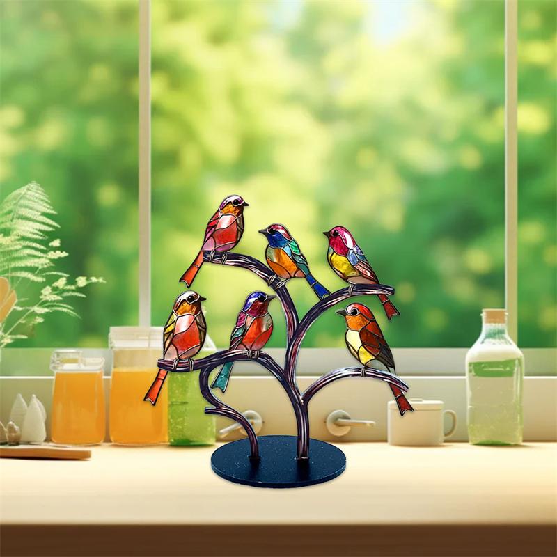 Colorful Acrylic Birds Figurine Desk Ornament Home Decoration Gift Modern Style