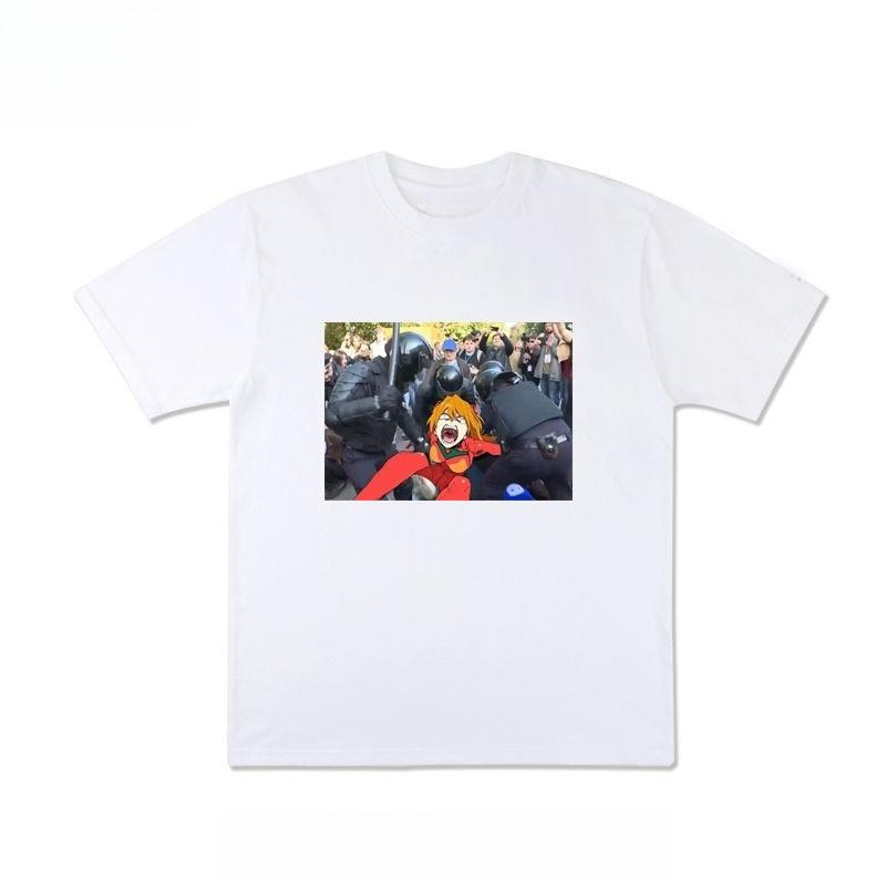 Herbst und Winter Europäisch Amerikanisch Schwer Reine Baumwolle Parodie Stil Illustrationsdruck T-Shirt 2025 Neues Herren Damen T-Shirt