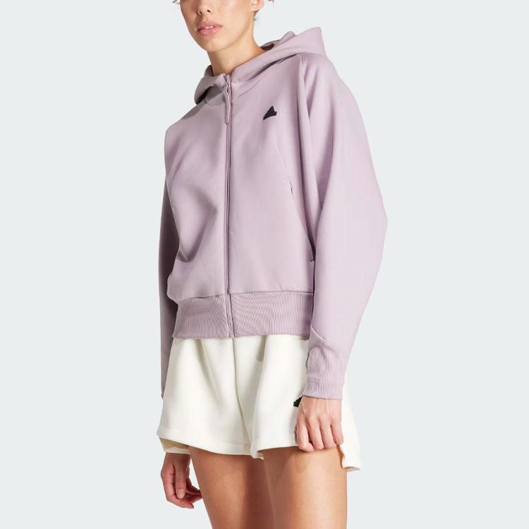 New Adidas Z.N.E. Full Zip Hoodie Sweatshirt Women's Light Purple IS3934