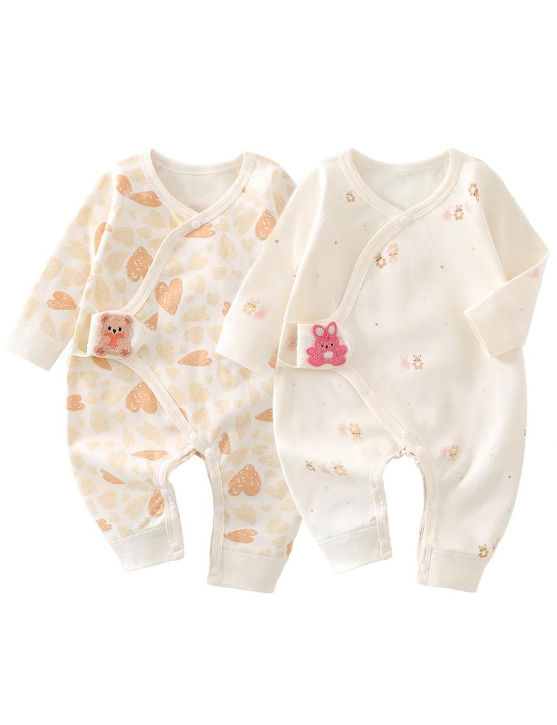 Cute Newborn Baby Clothes Set of Cotton Long Sleeve Coveralls for Boys and Baby Shower Perfect for Indoor and Outdoor Wear [HAYAHARU] 2, Open-Front,