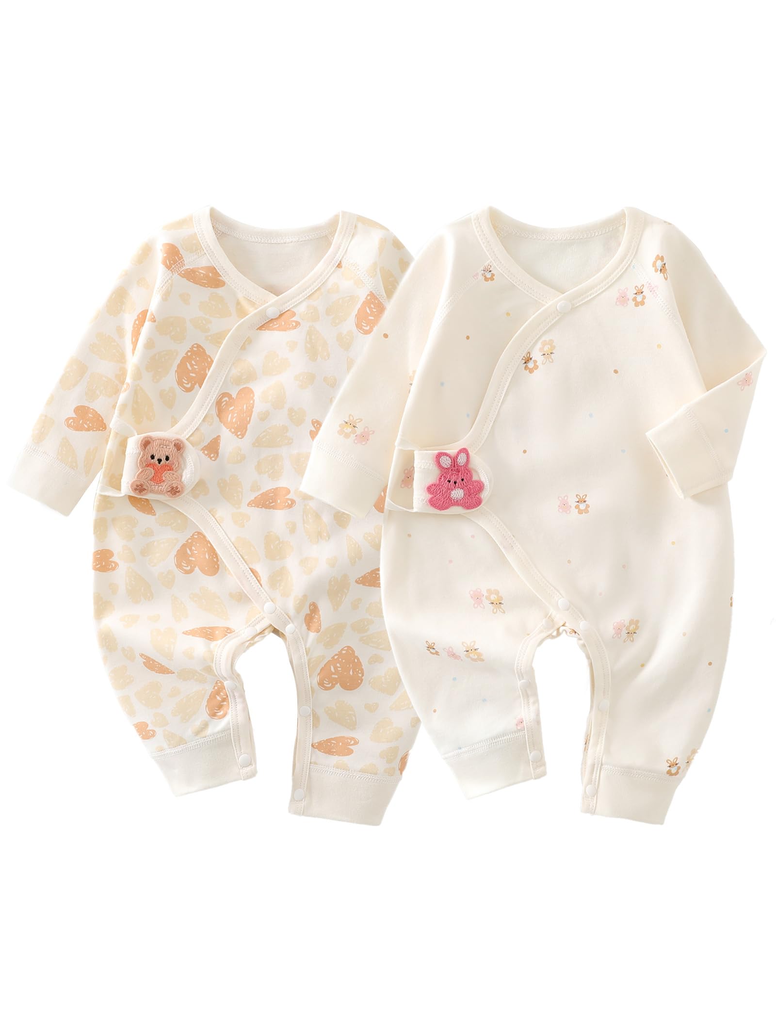 

Милый набор одежды для новорожденного из хлопка, комбинезоны с длинным рукавом для мальчиков и для детского душа, идеально подходит для ношения в помещении и на улице [HAYAHARU] 2, с открытой передней частью,