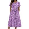Women's Summer Fashion Round Neck Casual Plant Floral Print Short Sleeve Dress