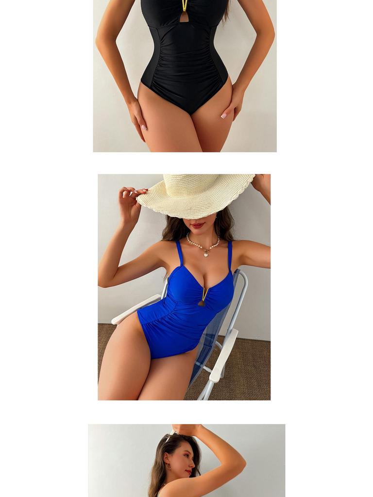 Women's Sexy V-neck One-Piece Swimsuit – Elegant European & American Style