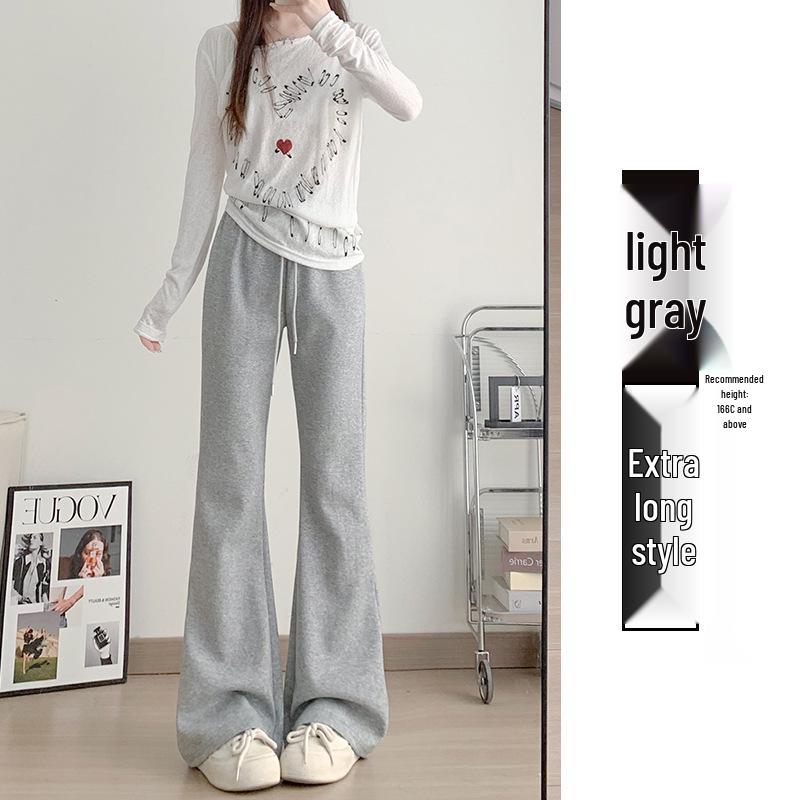 Women's High-Waisted Fleece-Lined Micro-Flare Sweatpants - 2025 Spring/Autumn/Winter Collection: Slimming, Casual, Thickened Flare Pants.