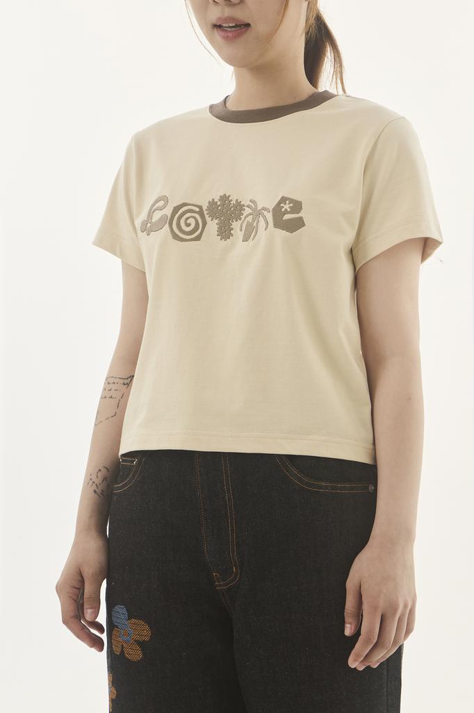 Kkotte Doodle Garden Crop T-Shirt (Cream)