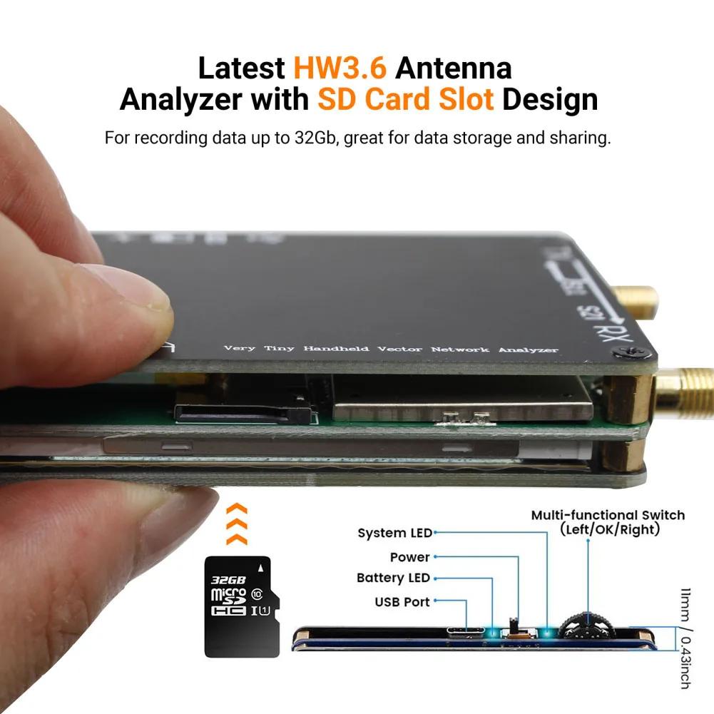 2.8 Inch TFT Network Antenna Analyzer MF HF VHF UHF Vector Network Analyzer Tester with SD Card Slot for VSWR Phase