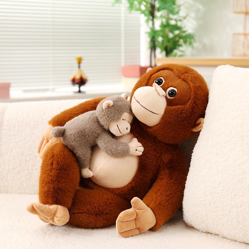 50cm Cute Mother Kid Gorilla Plush Toy Soft Stuffed Animal Pillow Doll Home Room Decoration Birthday Gift Boys Girls Warm Cuddle
