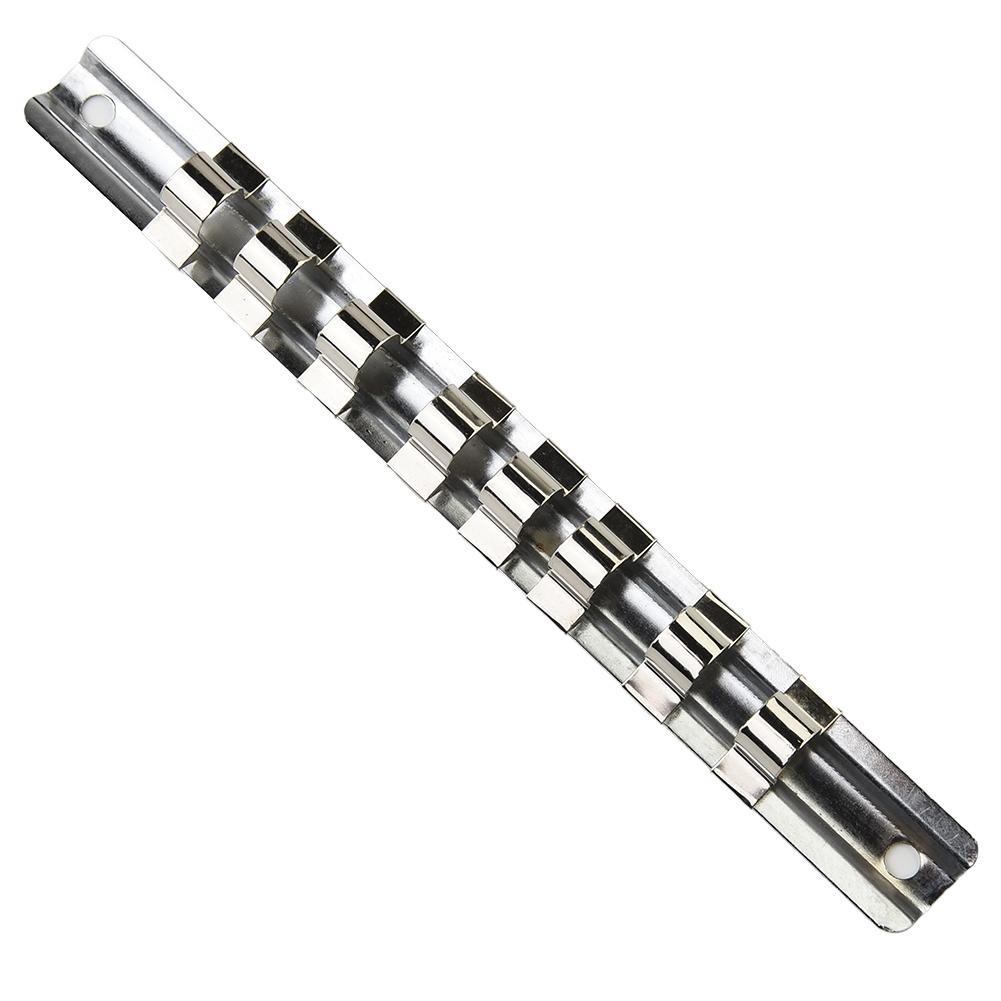 1/3Pcs 1/4" Or 3/8" Or 1/2" Socket Rack Holders With 8 Clips On Rail Tool 150/190/260mm Wall-mounted Iron Organizer Storage