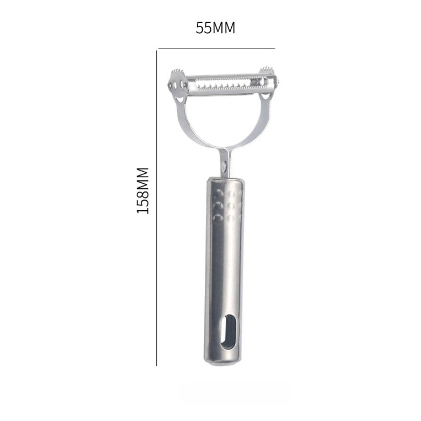 

Овочечистка з нержавіючої сталі Багатофункціональна картоплечистка Нарізка для фруктів і картоплі Подрібнювач овочів для кухонних аксесуарів Інструменти для приготування їжі 1PC сірий