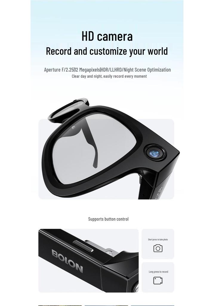 Rokid Leqi AI Fashion Smart Glasses with HD 1200W Pixel Photo/Video Recording and Voice Guidance.