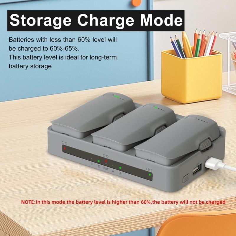 Efficiency 3Slot Battery Charging Dock For Photography Equipment Intelligent Power Distribution Battery Charging Station