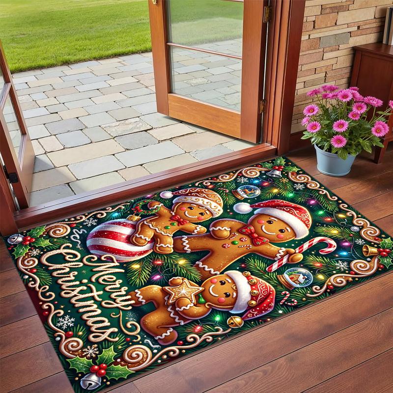 Weihnachtlich bedruckter quadratischer Teppich, weich, rutschfest, für Schlafzimmer, Weihnachtsgeschenk