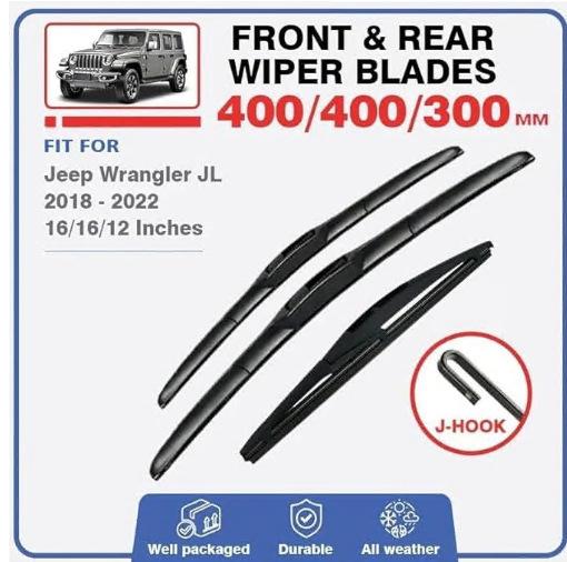 

For Jeep Wrangler JL 2018-2025 - 16 + 16 + 12 Front and rear wipers Jeep Wrangler JL 2018-2022 - 16 +16 +12