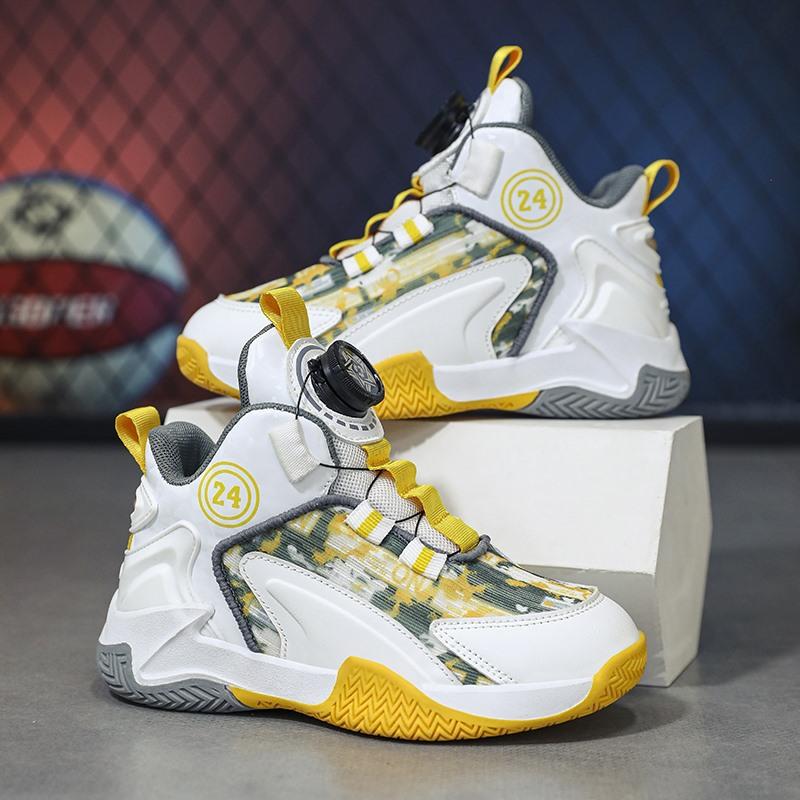

2025 новая детская баскетбольная обувь с вращающейся пряжкой, повседневный уличный спортивный стиль, для мальчиков и девочек, спортивная обувь для внешней торговли 40 платиновый
