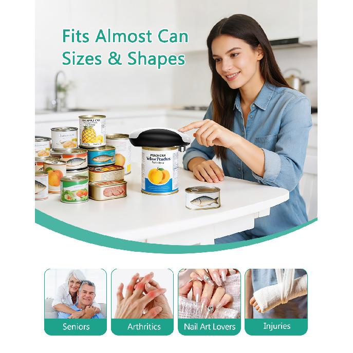 Electric Can Opener Automatic Jar Opener Portable Rechargeable Kitchen Can Opener Hands‑Free One Touch Tin Can Opener for Home C 6