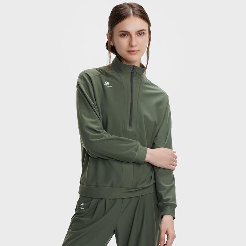 HOTSUIT Women s Stand Collar Half-Zip Pullover Sweatshirt L