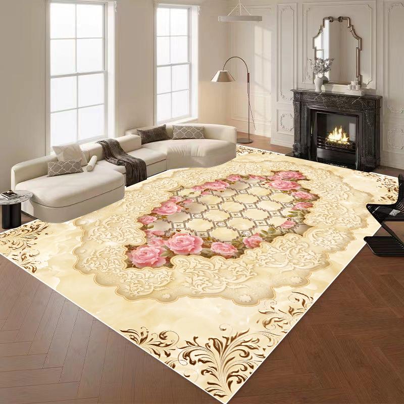 European Luxury Carpets for Living Room 3D Flower Decor Rug Large Bedroom Decoration Cloakroom Rug Non-slip Floor Mat Washable